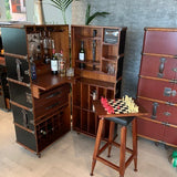 Robbe & Berking Barkoffer in Schwarz ausklappbar mit Schubladen und Spielbrett aus Holz