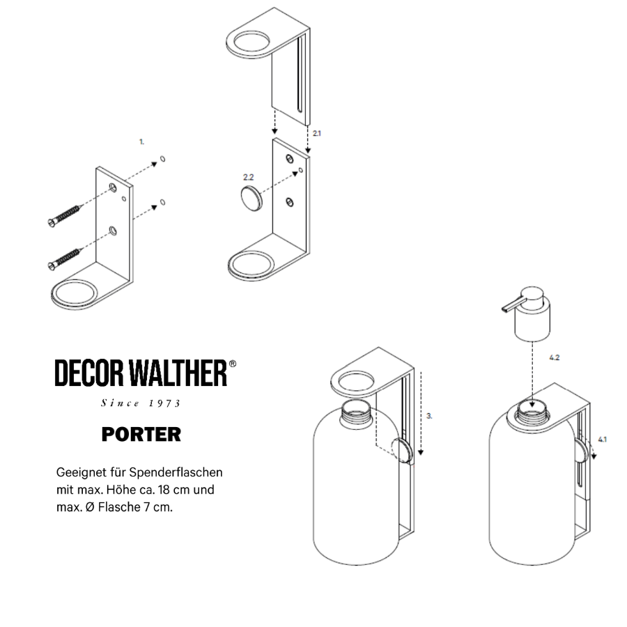 Decor Walther Wandhalter für Spenderflaschen Abmessungen