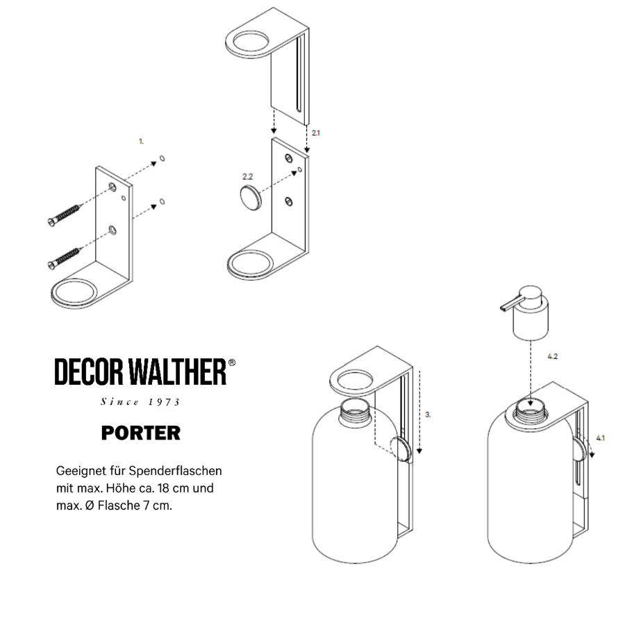 Decor Walther  Wandhalter für Spenderflaschen  Abmessungen