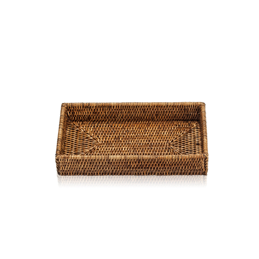Decor Walther Tablett aus dunklem Rattan.
