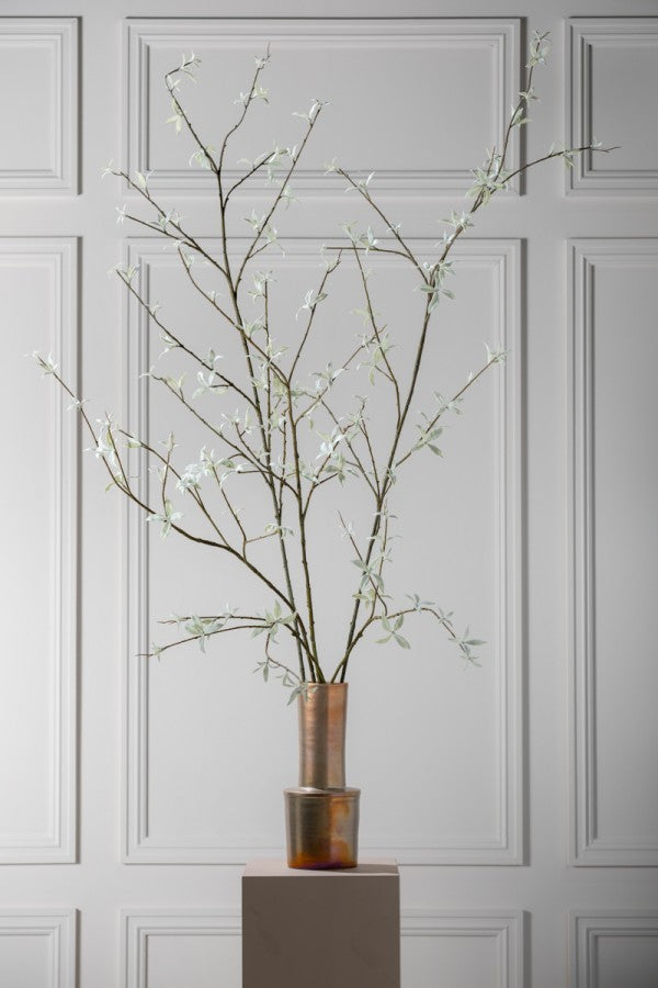 Silk-ka, Blattzweig weiss/grau, 82 cm