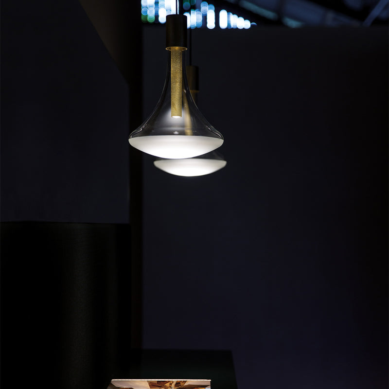 Davide Groppi Pendelleuchte aus Metall mit Lampenschirm aus mundgeblasenem Glas