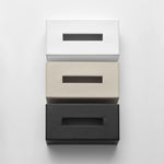 Decor Walther Kosmetiktuchboxen aus der Serie BROWNIE in Weiss, Sand, Schwarz.