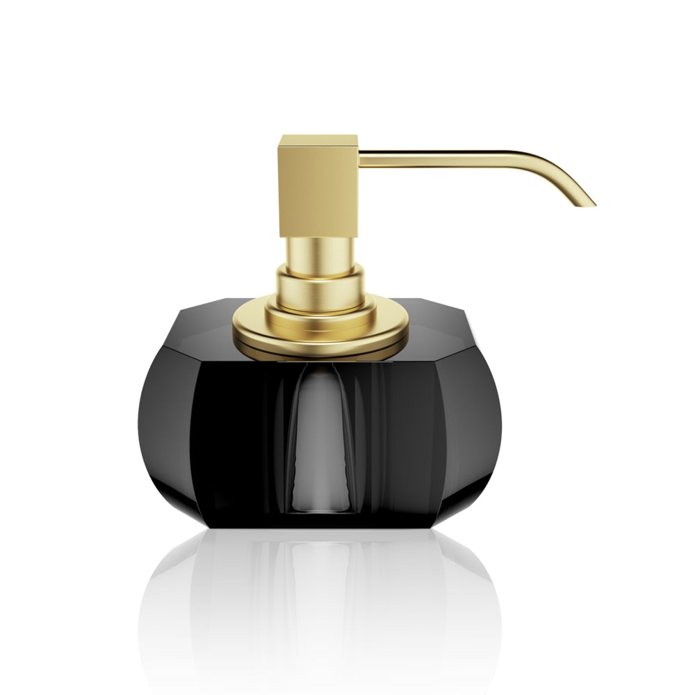 Seifenspender Kristall in Schwarz von Decor Walther mit gold matter Pumpe