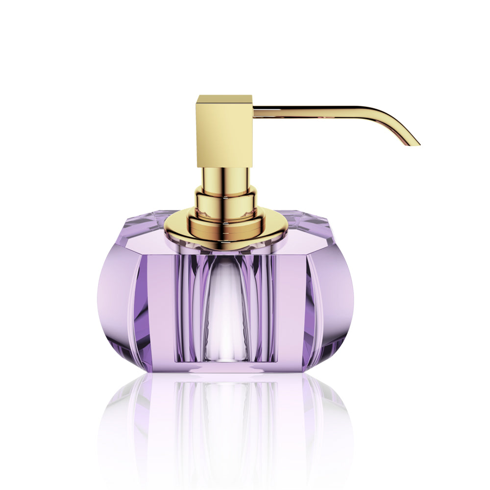 Seifenspender Kristall KR SSP in violett mit Pumpkopf in Gold