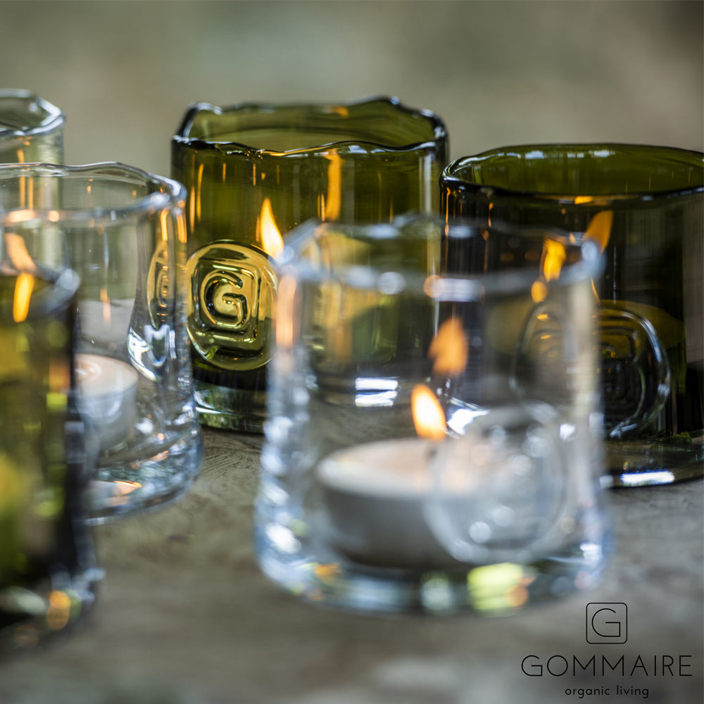 Gommaire Nelly Teelichthalter in Olive aus Glas