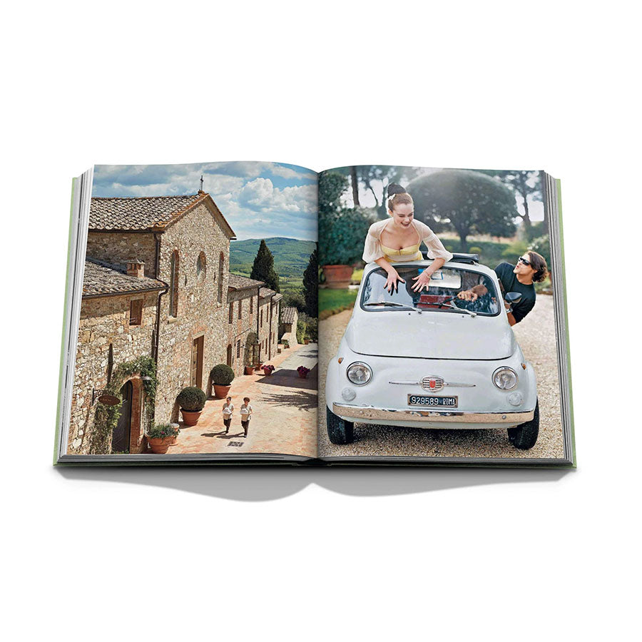 Assouline Tuscany Marvel Coffee Table Buch mit gruenem Einband aus Seide