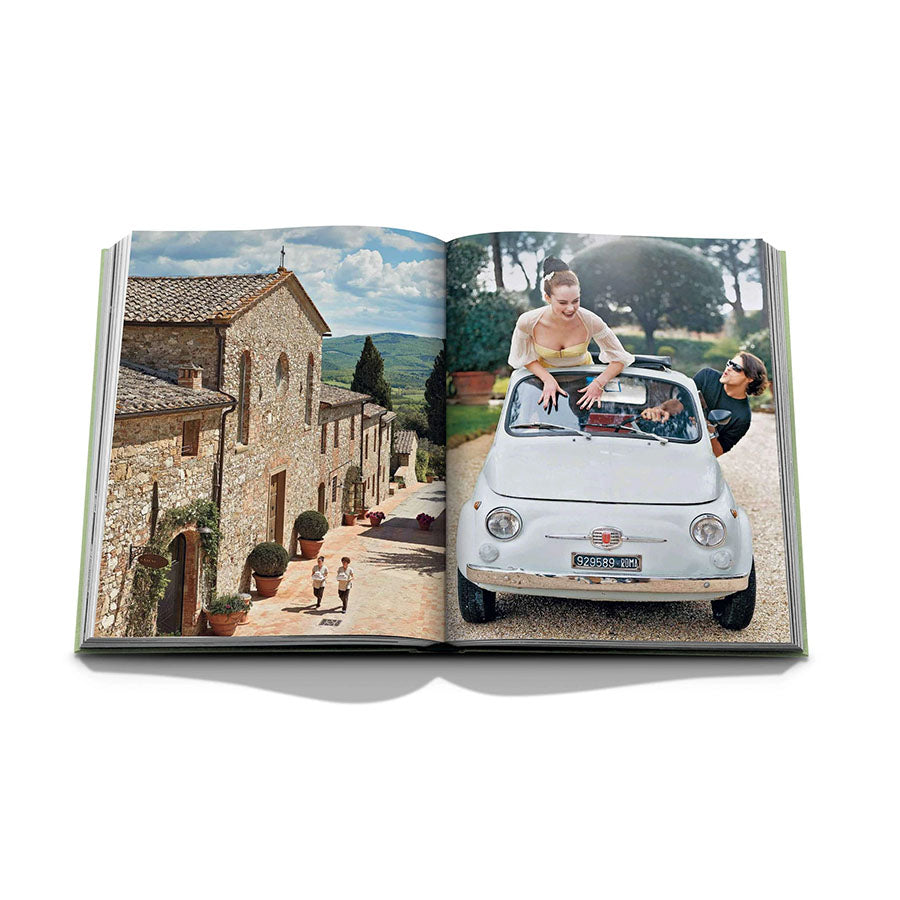 Assouline Tuscany Marvel Coffee Table Buch mit gruenem Einband aus Seide
