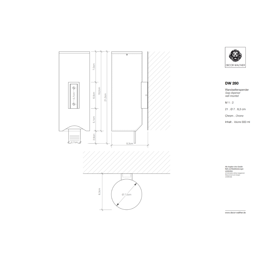 Decor Walther DW 280 Wandseifenspender Desinfektionsmittelspender