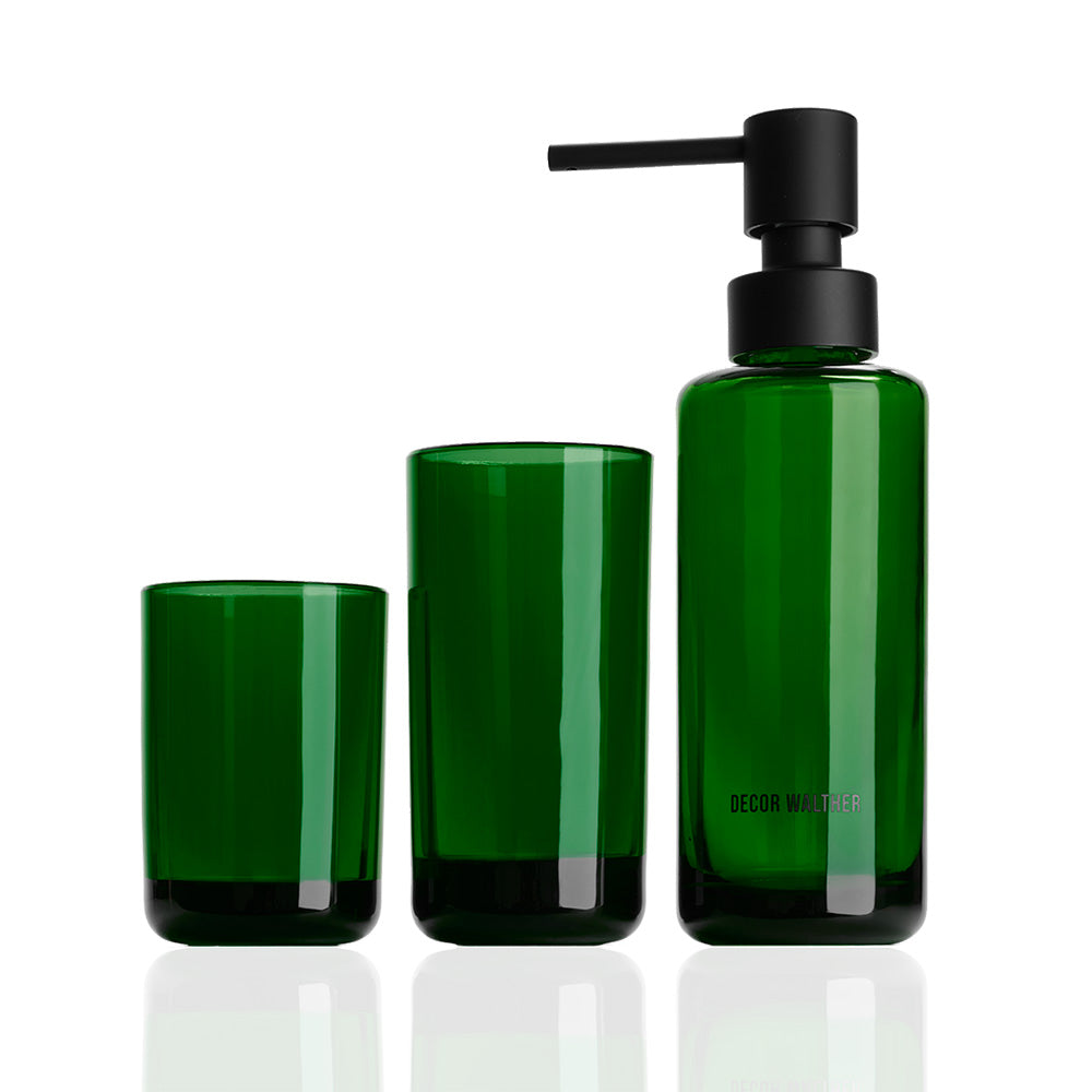 Decor Walther Glas Set POP UP in Grün bestehend aus Zahnbürstenhalter, Mundglas und Seifenspender