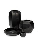 Guaxs Vasen, Schalen, Teelichter Cubistic in Schwarz. Von Mund geblasen. 