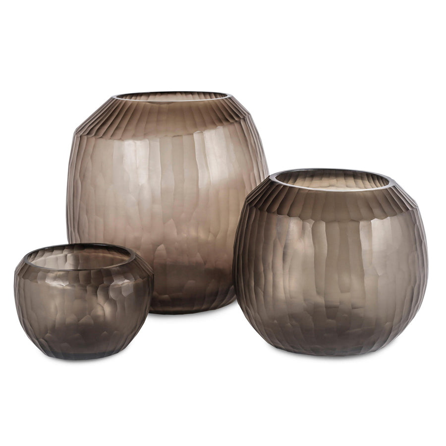 Guaxs Vasen und Teelichter Malia in der Farbe Smoked Grey