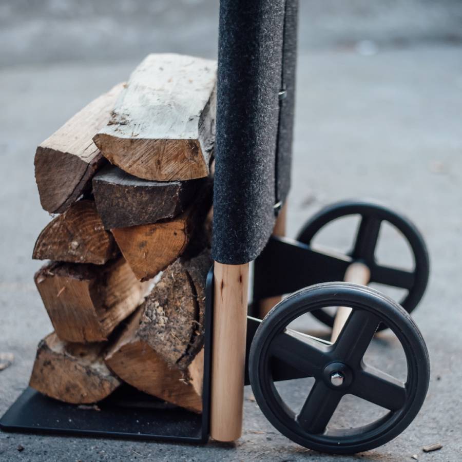 Sackkarre  aus Glasfaserrohr und Aluminium zum Holz transportieren
