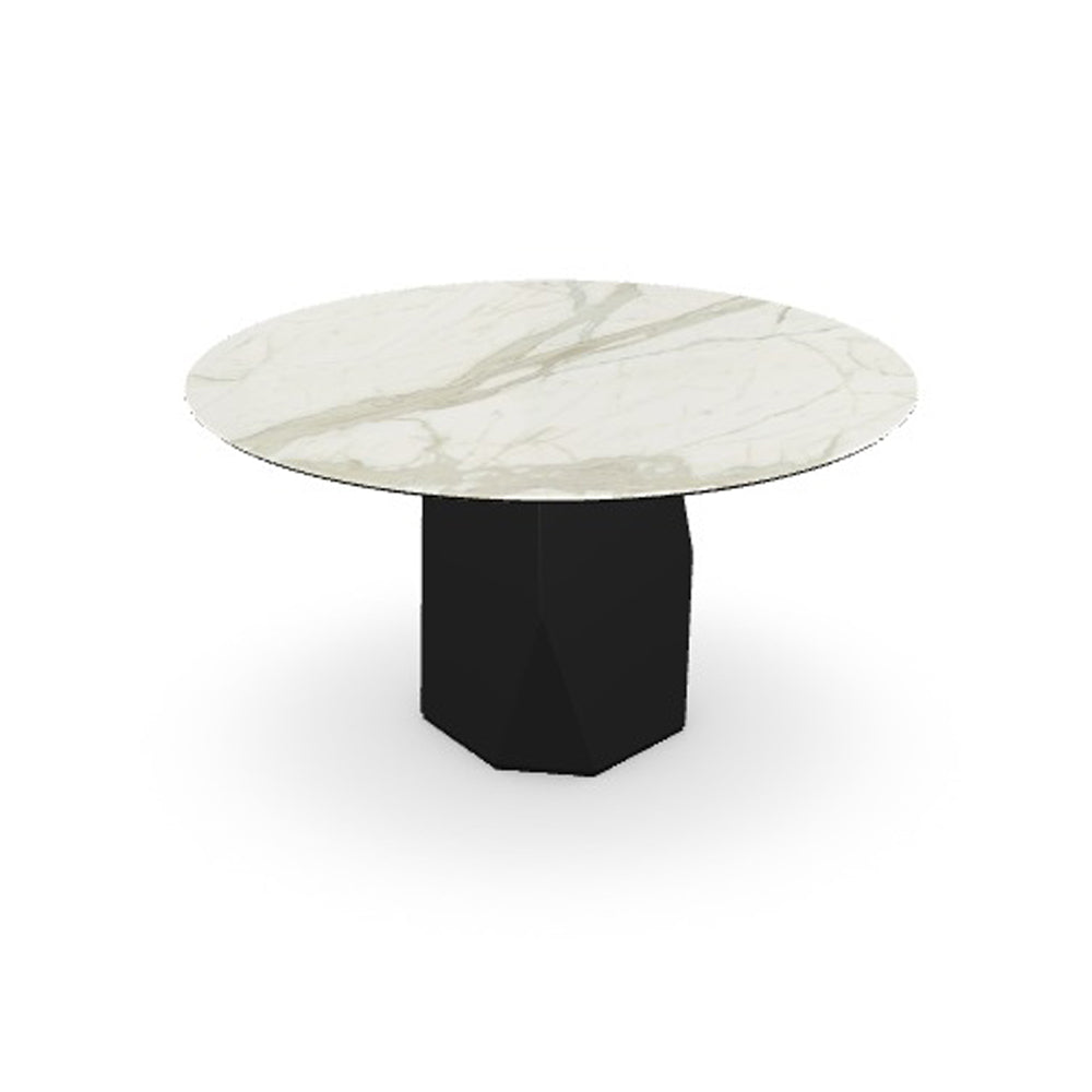 Sovet Tisch mit Tischplatte in Calacatta und schwarzem Sockel