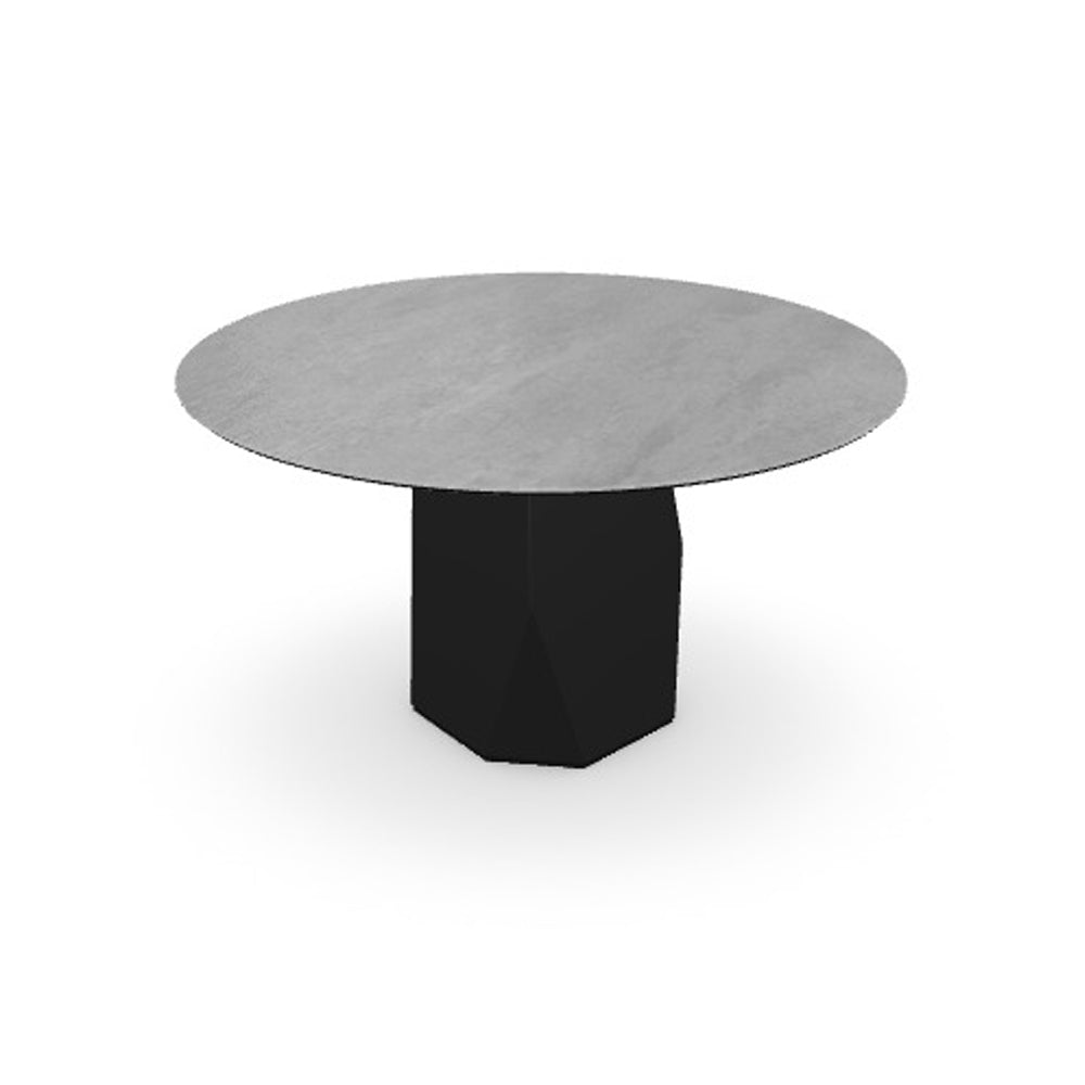 DEOD Tisch von Sovet mit Keramiktischplatte in Grau und Sockel in Schwarz