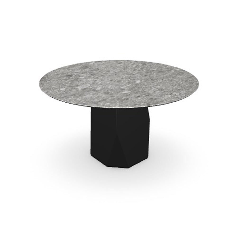 Tisch DEOD mit Steinmuster und Sockel in Schwarz