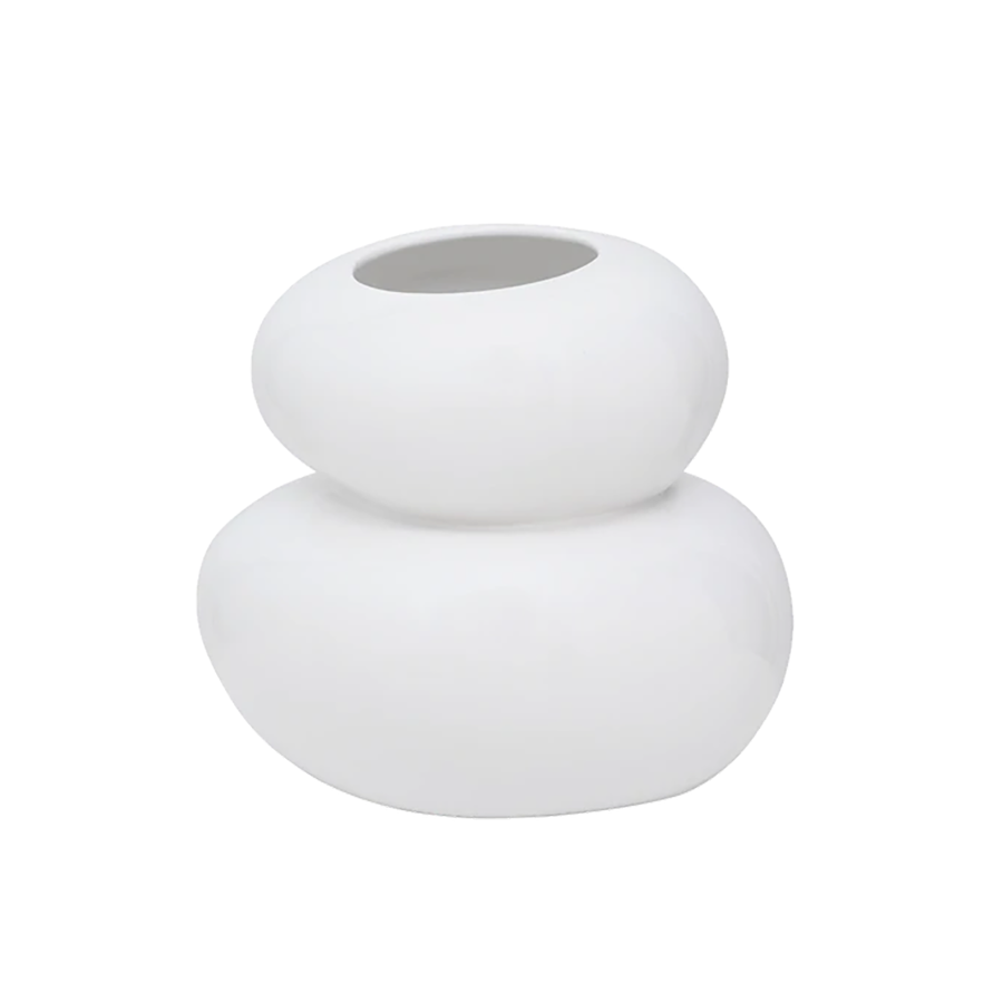 UNC Vase Pebbles in Weiss aus Steingut