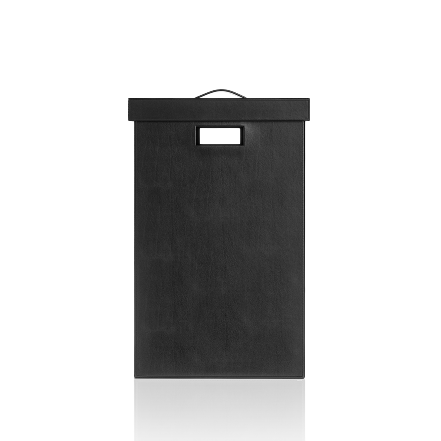 Decor Walther Wäschebehälter mit Deckel aus Kunstleder in Schwarz