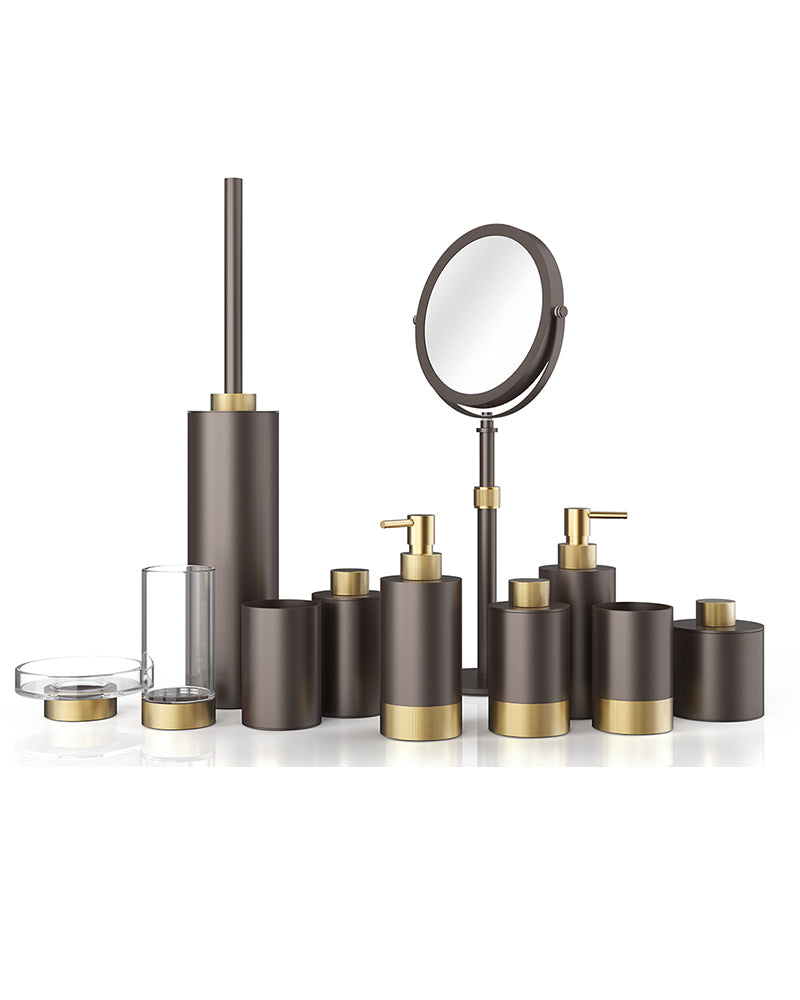 Decor Walther Badeaccessoires Cub, in bronze und gold matt. 