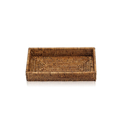 Decor Walther Tablett aus dunklem Rattan.