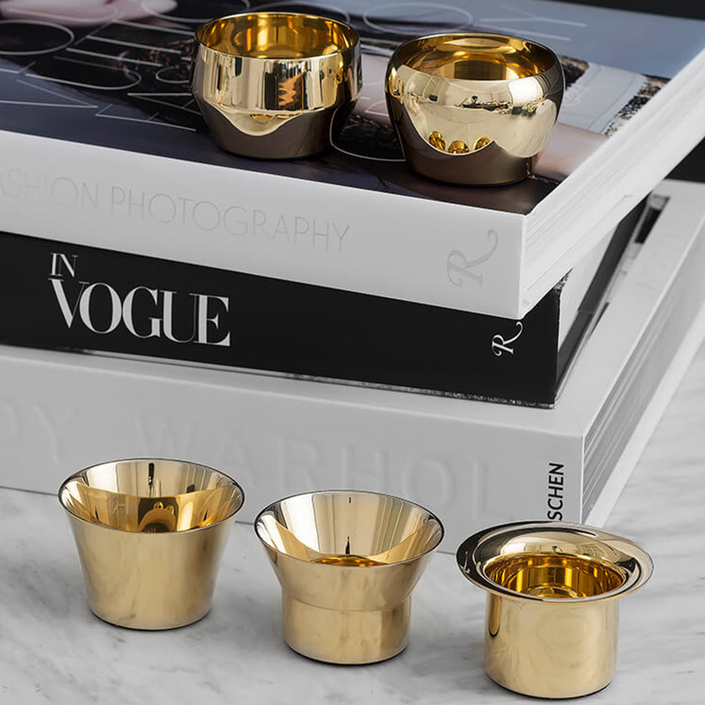 Skultuna Teelichter Messing 5er Set in Gold